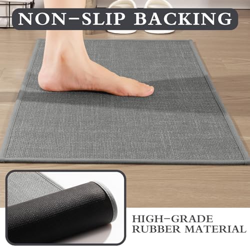 YIHOUSE Bathroom Rugs Thin Bath Mat Sets 3 Pieces Quick Dry,Grey