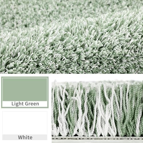 Yimobra Light Green and White Bathroom Rugs Non Slip Washable 36X24, Ultra Soft and Water Absorbent Bath Mats, Plush Fluffy Shower Mat Outside, Luxury Microfiber Thick Matts for Bathroom Floor/Tub