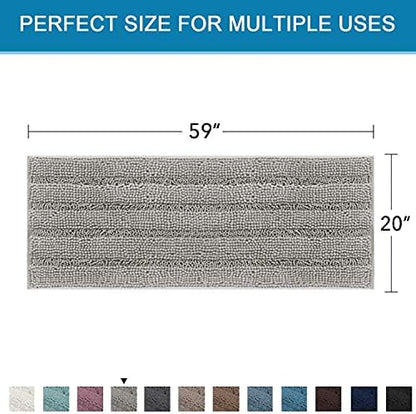 H.VERSAILTEX Bathroom Rugs Bath Mat Runner Rug Non Slip Kitchen Rug Extra Long Bath Rug Runners Oversized 59" x 20" Absorbent Washable Dry Fast Plush Area Rug for Bathroom/Bedroom - Dove