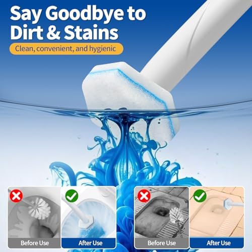 80 Count Toilet Bowl Wand Refills, Disposable Toilet Cleaner Refills, Disposable Wand Heads Compatible with Clorox and the Most Toilet Brushes