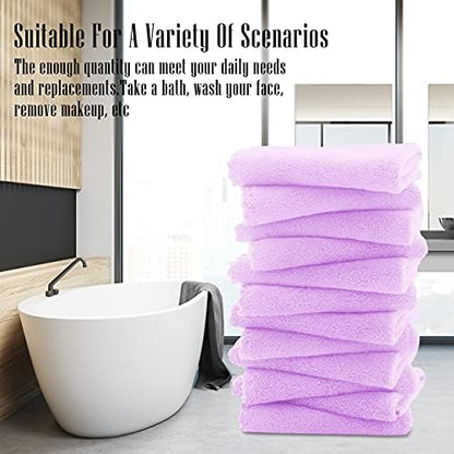 TENSTARS 12 Pack Premium Washcloths Set - Quick Drying- Soft Microfiber Coral Velvet Highly Absorbent Wash Clothes - Multipurpose Use as Bath, Spa, Facial, Fingertip Towel (Purple)