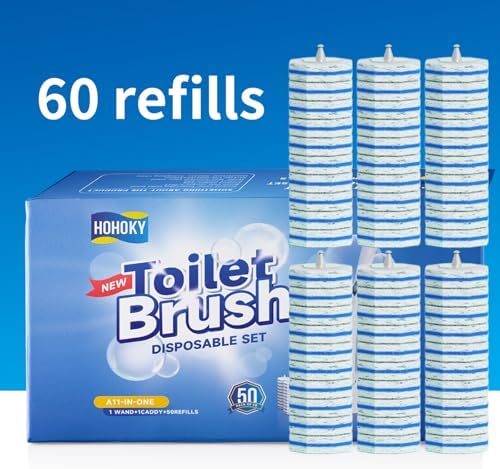 60pc Refills Disposable Toilet mats Brush Cleaning System, Toilet Cleaning Brush, 60 Replacement Brush Heads, No Handle or Base，Toliet Refills,Toilet Bowl Clean Refill Pads,Toilet Scrubber Refill