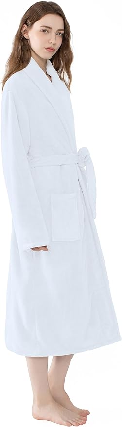Soft Robe For Women，Warm Plush Bath Robes Female，Spa Towel After Shower Lightweight Long Bathrobe