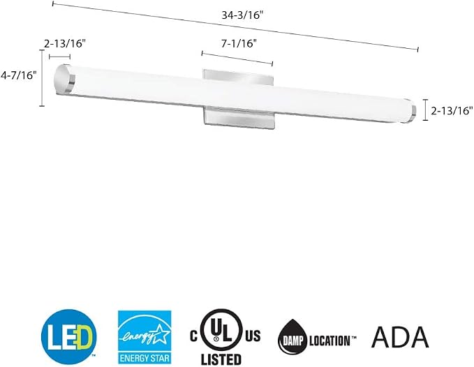 Lithonia Lighting FMVCCLS 36IN MVOLT 30K35K40K 90CRI KR M4 Vanity Fixture, 36-Inch, Chrome