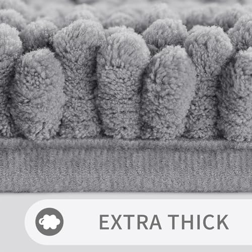 Yimobra Toilet Rugs U Shaped Washable 24 x 20, Non Slip and Super Absorbent Toilet Mat, Quick Dry, Ultra Luxury Microfiber Chenille Plush Fluffy Contour Bath Rugs for Toilet Base, Gray