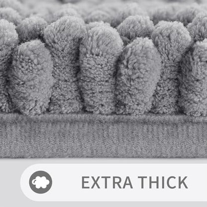 Yimobra Toilet Rugs U Shaped Washable 24 x 20, Non Slip and Super Absorbent Toilet Mat, Quick Dry, Ultra Luxury Microfiber Chenille Plush Fluffy Contour Bath Rugs for Toilet Base, Gray