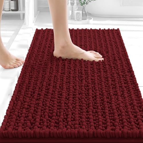 OLANLY Small Bathroom Rugs 24x16, Thick Soft Absorbent Chenille Bath Rugs