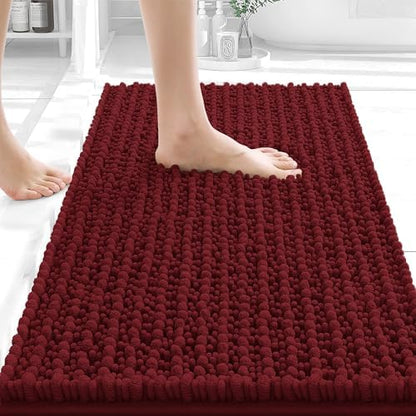 OLANLY Small Bathroom Rugs 24x16, Thick Soft Absorbent Chenille Bath Rugs