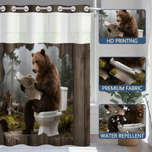 No Hook Shower Curtain with Liner 71x74 Inch