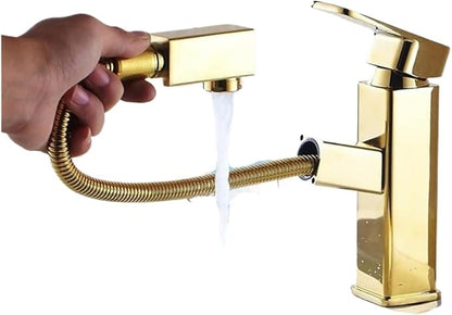 Faucet Brass Bath Set with Double Handle 2 Function Hand Shower Rotating Faucet Hot Cold Water Mixing(Black Gold-1) Faucet