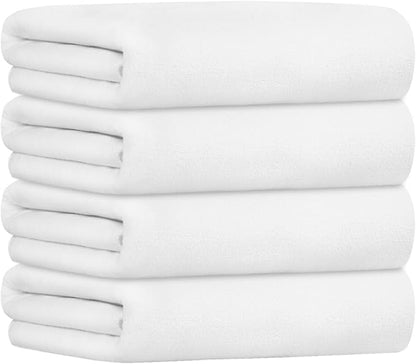 JML Microfiber Bath Towel Set, 4 Pack, 27" x 55", White | Soft, Super Absorbent, Fast Drying for Swimming, Pool, Salon Hair Wrap