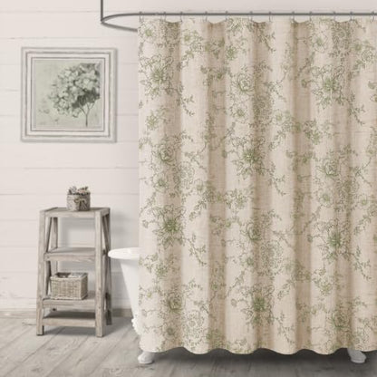 Farmhouse Floral Vintage Shower Curtain for Bathroom,Sage Green and Tan