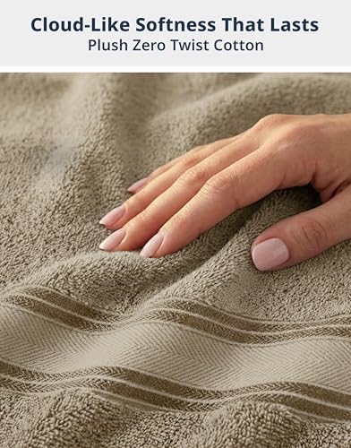 LANE LINEN Bath Towel Set Absorbent Quick Dry 100% Cotton 12 Piece - Taupe