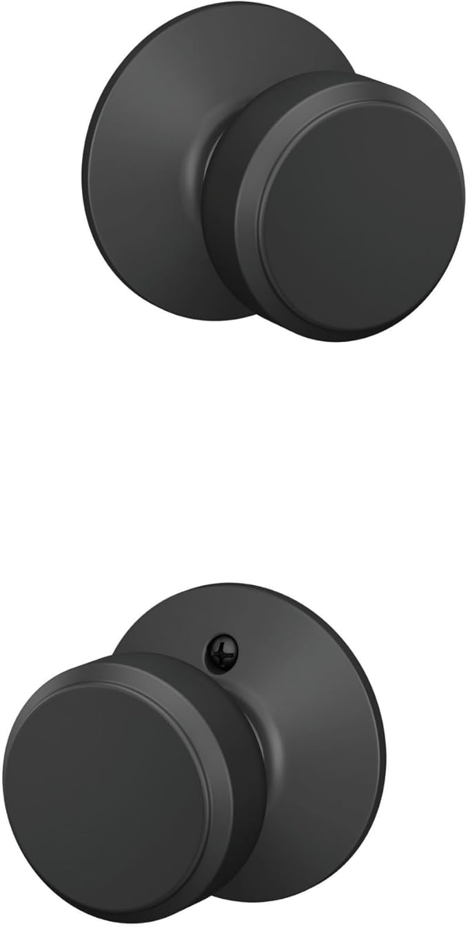 Schlage F10 BWE 622 Bowery Door Knob, Hall & Closet Passage Lock, Matte Black