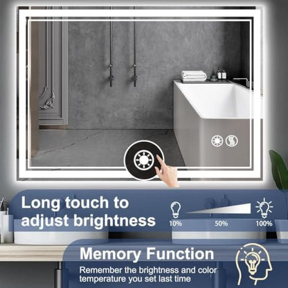 LED Bathroom Mirror 32“ x 40”, Anti-Fog, Dimmable 3 Colors