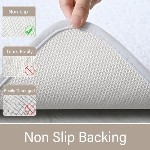 LOCHAS Bathroom Rug Runner 24x54 Inch, Bath Rugs Non Slip, White