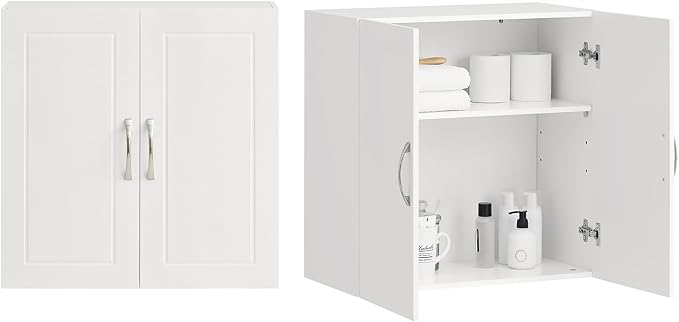 Haotian Wall Cabinet Laundry Room, Medicine Cabinet for Bathroom Kitchen Garage, Wall Storage Cabinet with Adjustable Shelf, White FRG231-W | Over the Toilet Storage Cabinet, Floating Wall Storage Medicine Cabinet With Customizable Shelf, FRG231-W