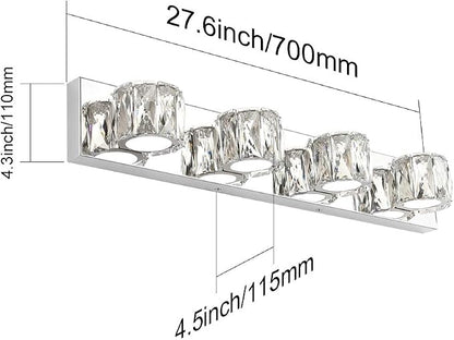 Aipsun 4 Lights Crystal Vanity Lights Over Mirror Modern Vanity Lights for Bathroom LED Light Fixtures,White Light