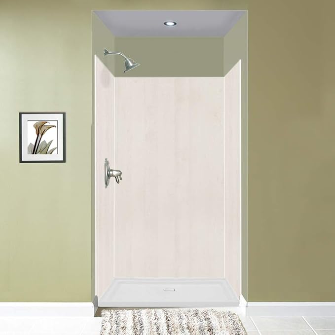 Transolid EWK483672-45 Expressions 3-Panel Shower Wall Kit, 36-in L x 48-in W x 72-in H, Bleached Oak