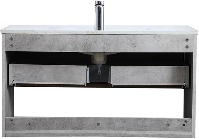 36 Inch Single Bathroom Floating Vanity in Concrete Grey, 714554