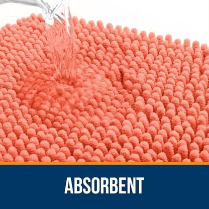 OLANLY Toilet Rugs U-Shaped 24x24, Soft Absorbent Chenille Contour Rugs
