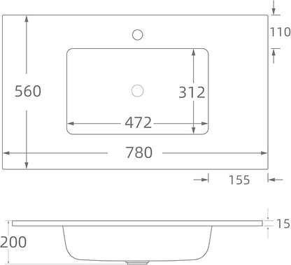 31" W x 22" D Solid Surface Polyurethane Resin Streamline Vanity Top with Sink, Durable, Consistent Color, Easy-to-Clean, Built-in Overflow (Solid Surface Resin Vanity Top)