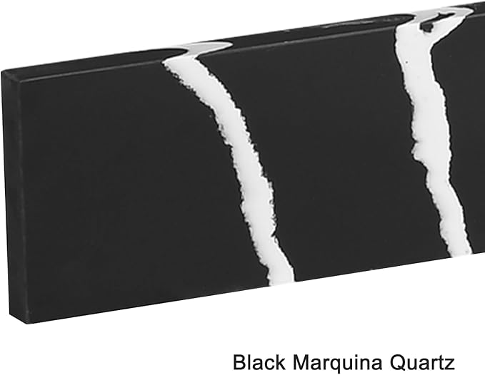 21 in. W x 4 in. H Sidesplash in Black Marquina, Quartz Side Splash for Bathroom Vanity Sink Top, 21 Inch Universal Bathroom Vanity Sidesplashes
