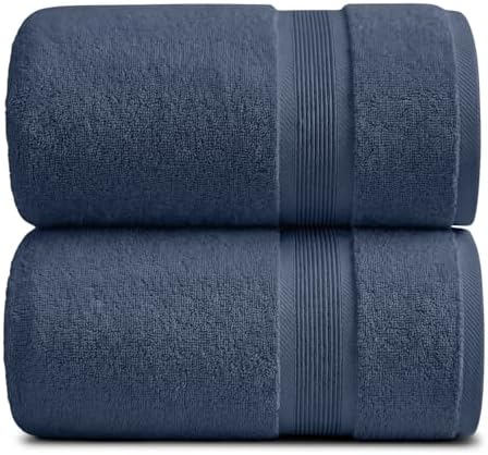 Luxury Bamboo Rayon Oversized Bath Towel Set | 2-Pack | Ultra Soft | Blue