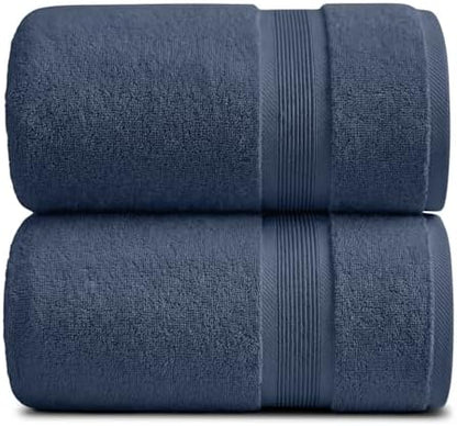Luxury Bamboo Rayon Oversized Bath Towel Set | 2-Pack | Ultra Soft | Blue
