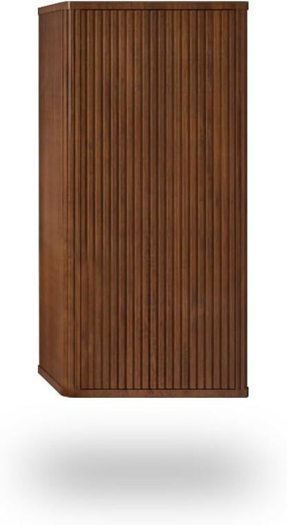 Floating Bathroom Side Cabinet, Wall Mounted Modern Storage Cabinet for Small Space, Apartment, Hotel, Walnut - Camellia Collection