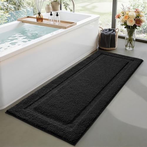 LUMI Ultra Soft Bathroom Runner Rugs, Non Slip Bath Mat 24x60, Black