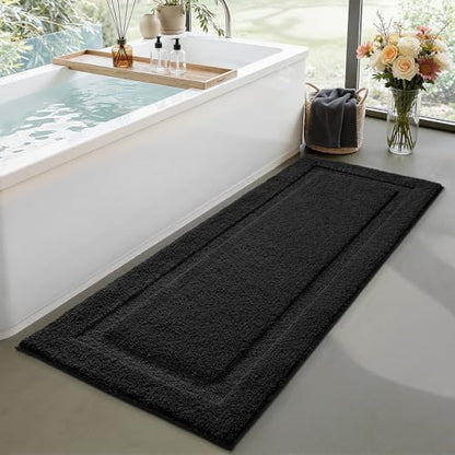 LUMI Ultra Soft Bathroom Runner Rugs, Non Slip Bath Mat 24x60, Black