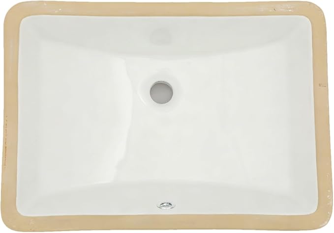 White Undermount Bathroom Sink 20.4"x14.4"Ceramic Basin | Modern Porcelain Under Counter Bathroom Vanity Sink, Interior Bowl 18.3" x 12.4", Rectangular Undermount Basin with Overflow