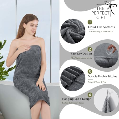 Extra Large Bath Sheet Set of 4,Ultra Soft Fluffy Towel,35”x 70”Oversized Bath Towel Set,Premium Microfiber Bathroom Towel Set Highly Absorbent Quick Dry Shower Towel for Bathroom,Hotel,Spa(Grey)