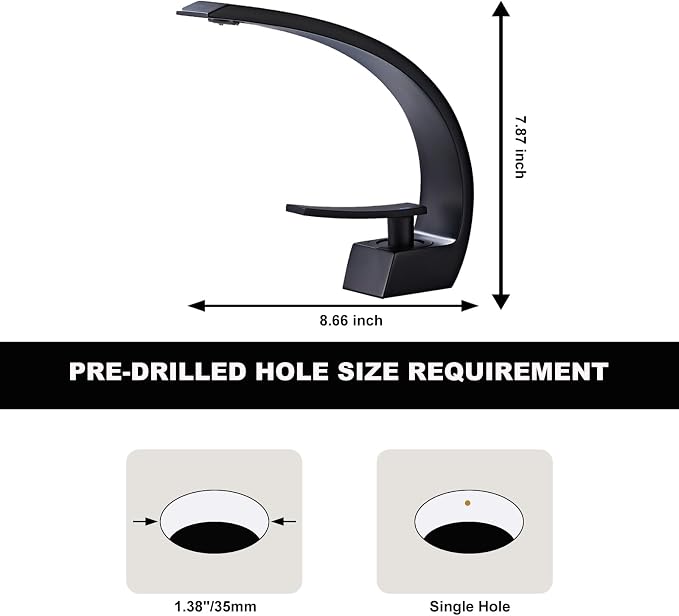 Matte Black Bathroom Sink Faucet, Unique Design and Pop Up Drain