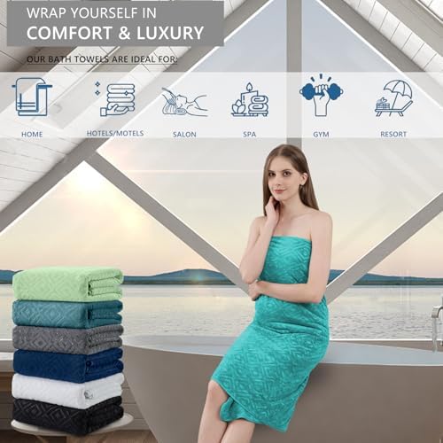 Bath Towel Set of 4 Extra Large Bath Sheet 35"x70" Oversized Bath Towel Soft Microfiber Bathroom Towel for Adults Highly Absorbent Quick Dry Towel Set for Bathroom,Hotel,Shower Bath Sheet Teal Blue