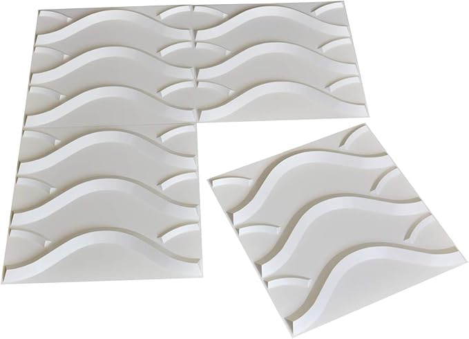 Art3d 19.7" x 19.7" (Pack of 12) Wall Panel Wave, Gray