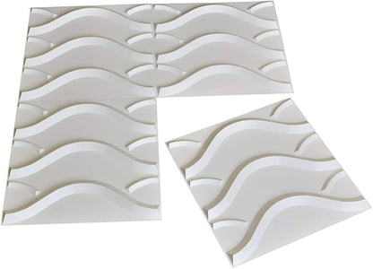 Art3d 19.7" x 19.7" (Pack of 12) Wall Panel Wave, Gray