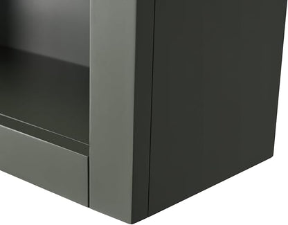 Vanity Art Vanity with Storage Cabinet & Shelves, Free-Standing Vanity with Soft-Closing Doors, Vintage Green, VA91-TC-VG-MB,Matte Black Handles