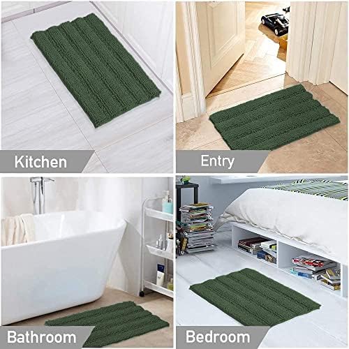 Turquoize Luxury Chenille Bath Rug for Bathroom Rugs Extra Absorbent Bath Mat Non Slip Microfiber Shower Rug for Bathroom Microfiber Shaggy Carpet Rug Size, 17"x 24", Bronze Green