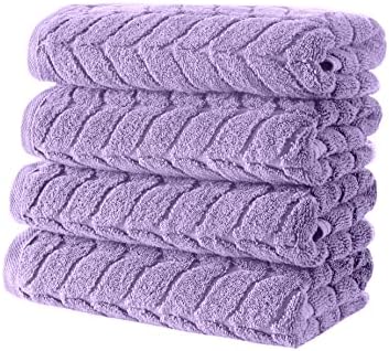 BAGNO MILANO Turkish Cotton Bath Towels, Hand Towels - Soft Plush Jacquard Collection Luxury Towels Set (Lilac, Towel Set of 6)