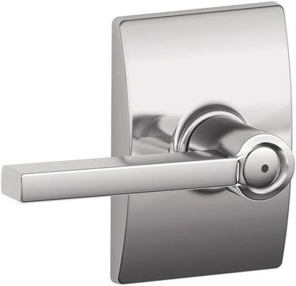 Schlage F40 LAT 625 CEN Latitude Door Lever with Century Trim, Bed & Bath Privacy Lock, Bright Chrome