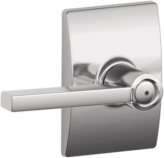 Schlage F40 LAT 625 CEN Latitude Door Lever with Century Trim, Bed & Bath Privacy Lock, Bright Chrome
