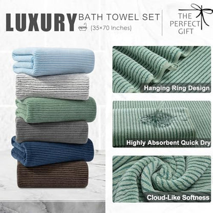 4 Piece Bath Towel Set 35"x70"Oversized Bath Towel for Bathroom Ultra Soft Fluffy Extra Large Bath Sheet Luxury Premium Bathroom Towel Highly Absorbent Quick Dry Shower Towel for Hotel Spa,Green