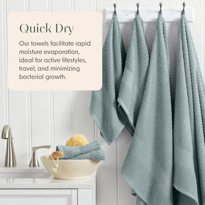 Springtree Home 100% Cotton Bath Towel Set | 6-Piece Set | Silver Blue