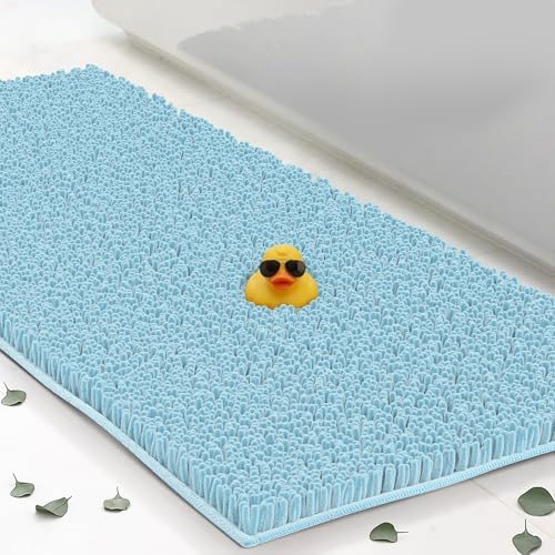 Chenille Bath Mats 61"x31", Plush Absorbent Bath Mats Quick Dry, Soft & Machine Washable, Non Slip Carpet for Bathroom, Thick Bathroom Rugs, Shower Restroom Rug Mat, Alfombras De Baño, Bathrugs Matts