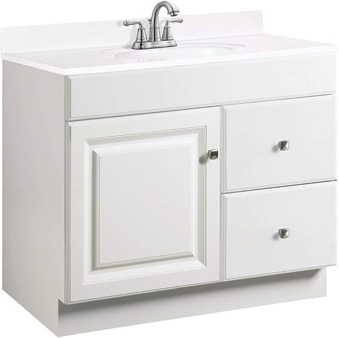 Design House Wyndham 36-Inch Bathroom Vanity Cabinet, Ready to Assemble, White, 597229