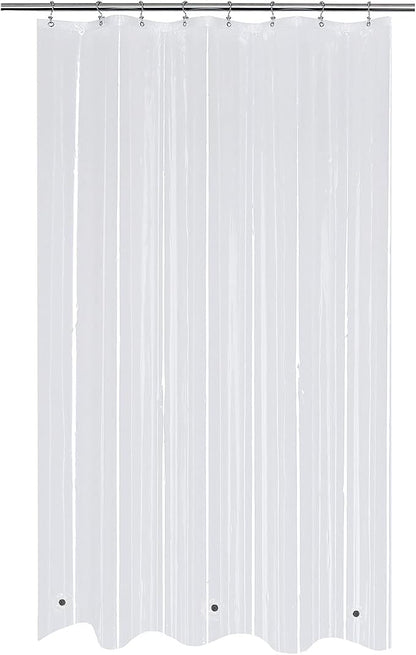 Mrs Awesome Clear Shower Curtain Liner Medium Weight Standard Size | 3 Bottom Magnets,12 Rustproof Grommets,Water Proof PEVA Plastic Shower Curtain for Bathroom, Standard Size