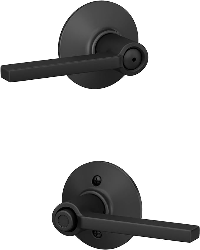 Schlage F40 V LAT 622 Latitude Door Lever, Bed & Bath Privacy Lock, Matte Black