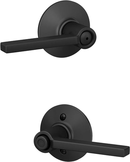 Schlage F40 V LAT 622 Latitude Door Lever, Bed & Bath Privacy Lock, Matte Black